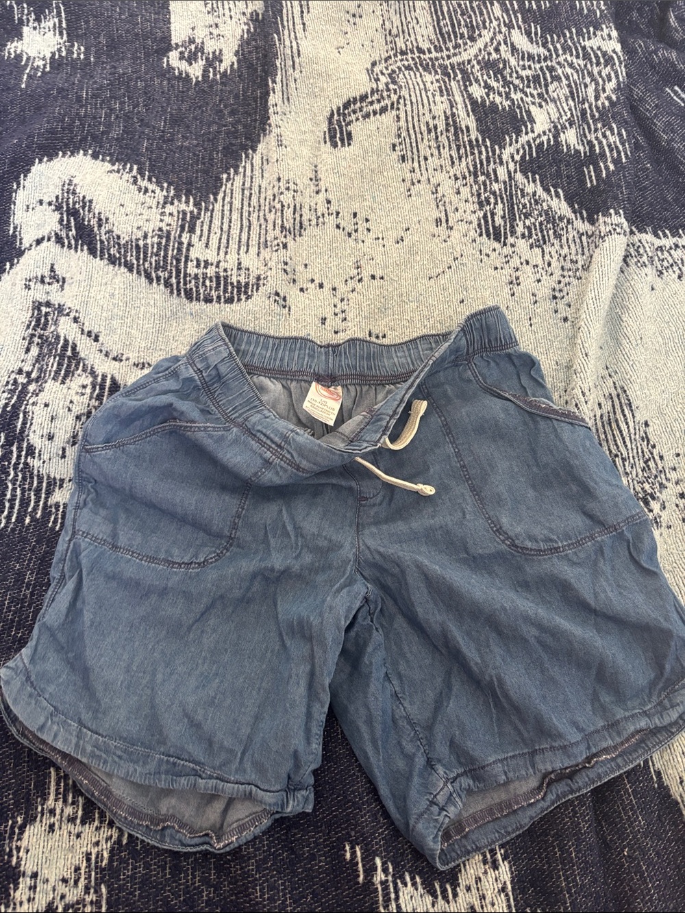 Girl s 10/12 Drawstring Denim Shorts - Blue